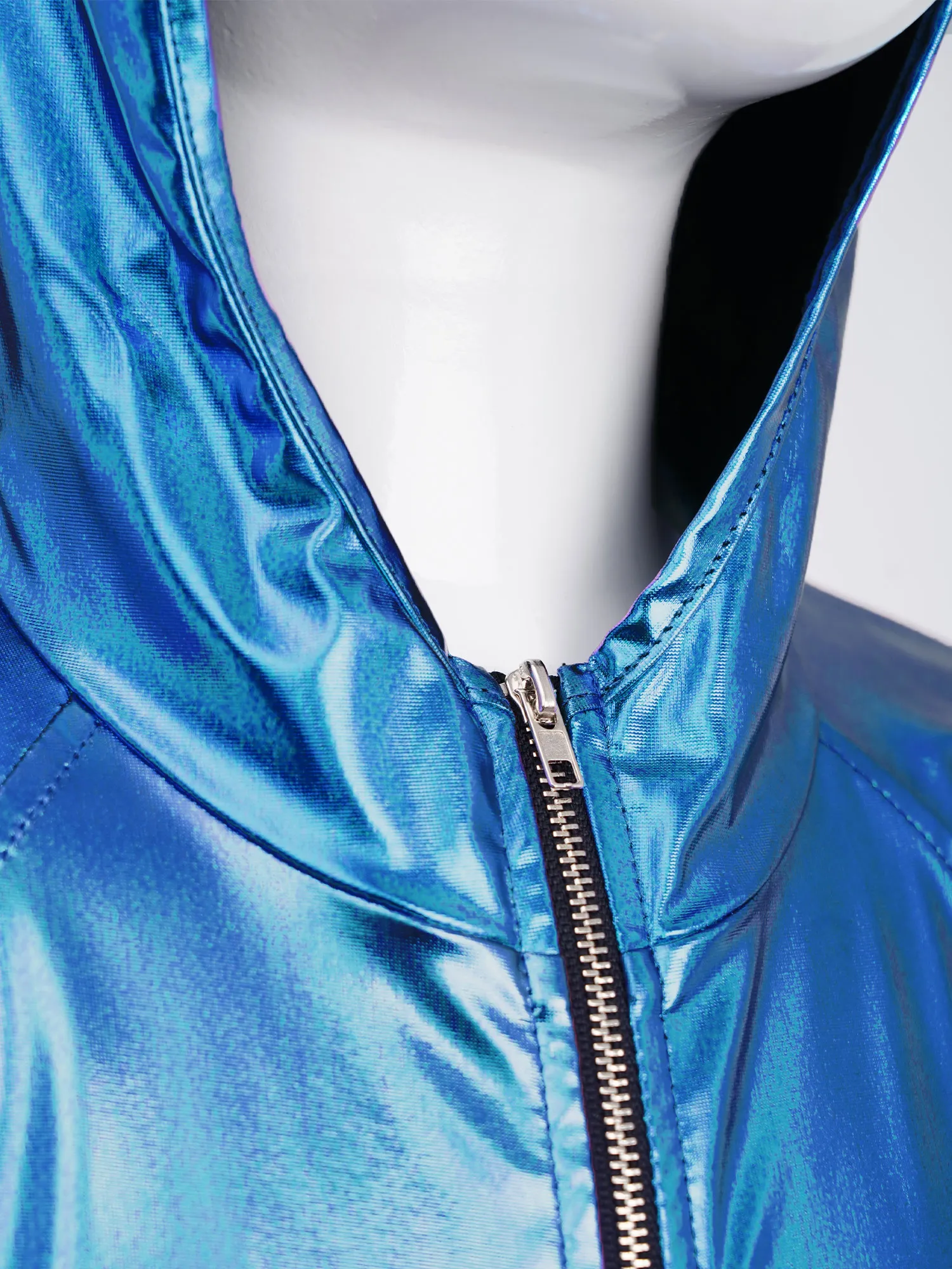 أطفال بنين بنات موضة معدنية مقنعين سترة الهيب هوب شارع الرقص لامعة قلنسوة بسحاب صدرية لأداء مرحلة رقص الجاز #3