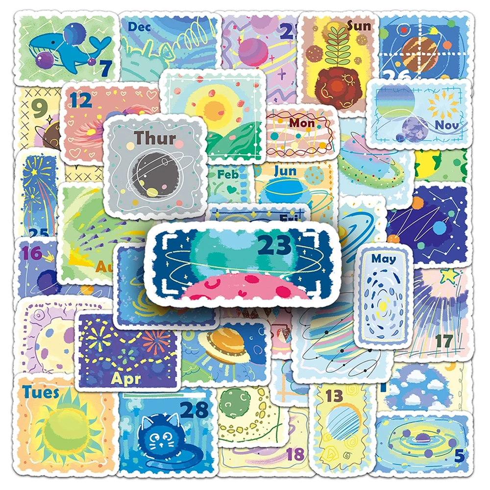 

10/30/50pcs Cute Cartoon Daily Payment Stamp Stickers Funny Watercolor Graffiti Sticker Stationery Phone Laptop Decals Packing