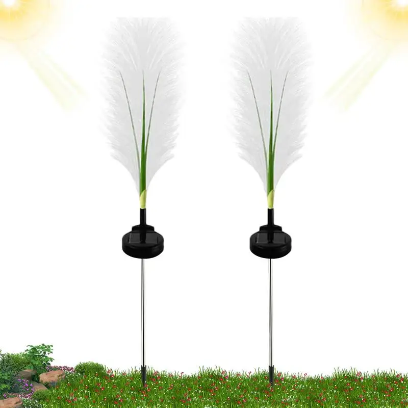 

Solar Decorative Lights For Patio Waterproof Reed LED Lights 2PCS Energy Saving Cute Stake Lights Multipurpose Decoration For