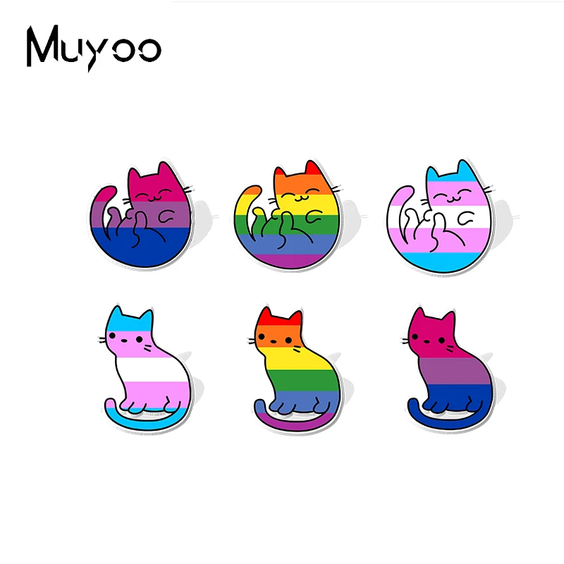 2022 New Arrival Fashion Funny Pride Colorful Cats Handcraft Epoxy Acrylic Resin Lapel Pins Badge Pin