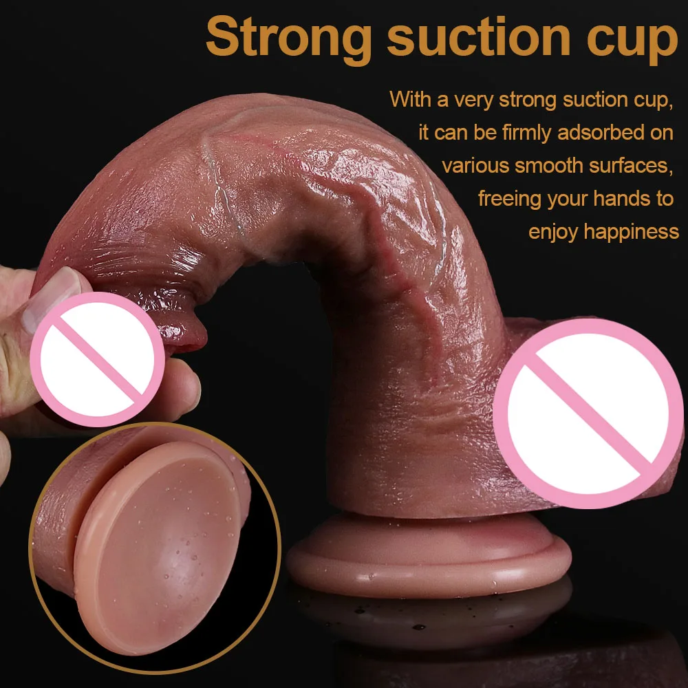 Soft Dildo Realistic Blood Vessel Imitation Penis Female Sex Toys Ouble Layer Silicone Adult for Woman Vagina G-point Massager