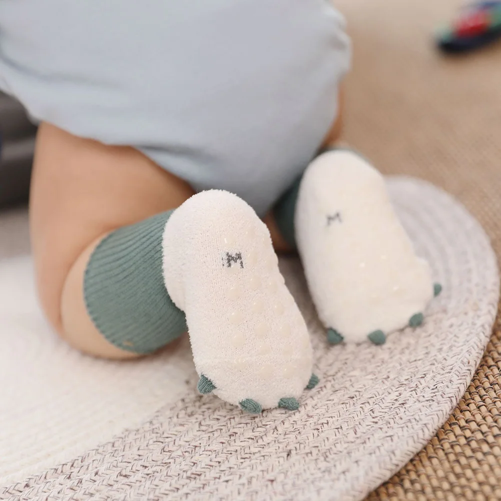 

1Pair Baby Warm Winter Socks Non Slip Premium Material Infant Wear White L 11cm Thick Cozy Stockings Baby Winter Shoes