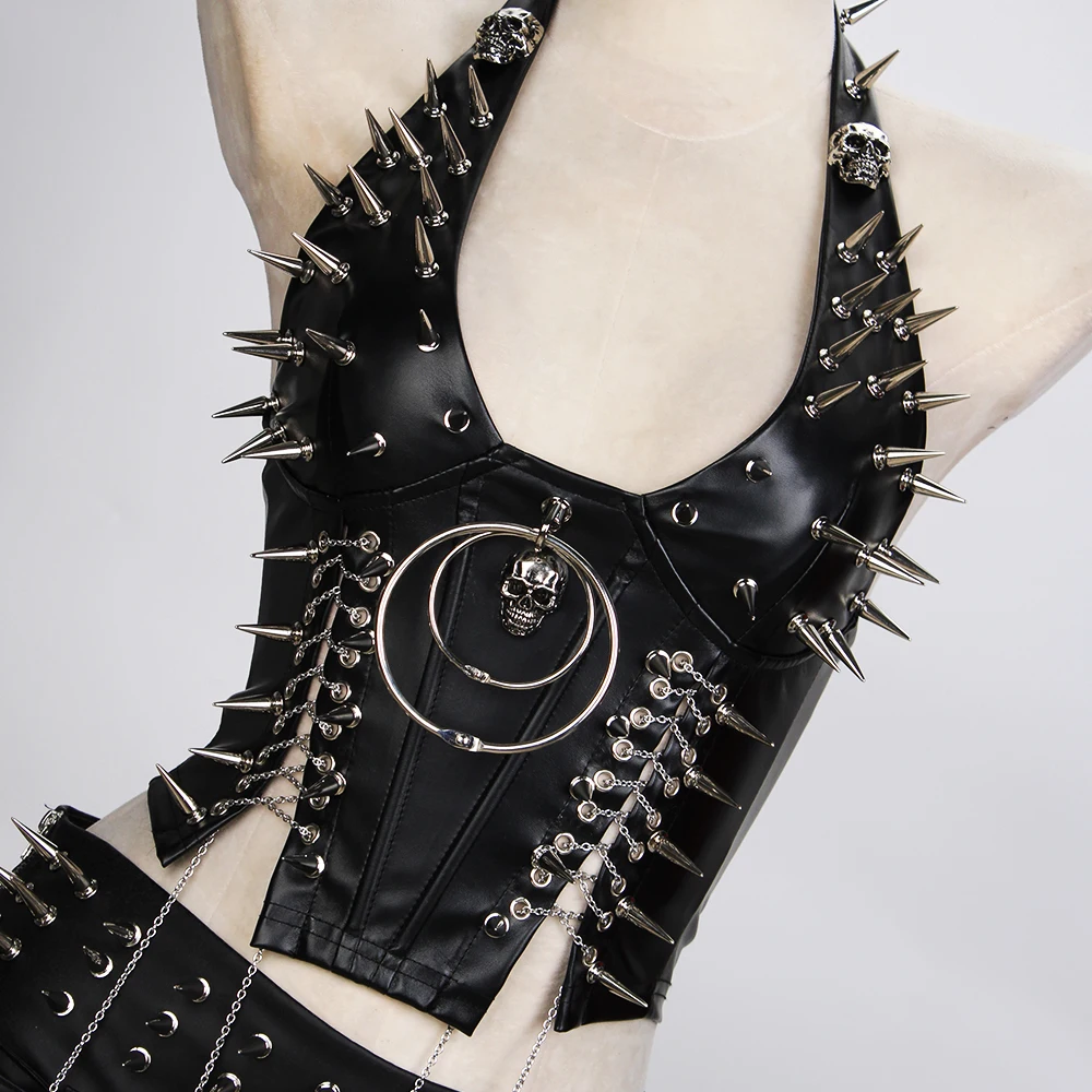 Goth Top Y2K Clothes Women's Tanks Emo Clothing Gothic Boho Tops with Spikes Punk Rock Teens Festival Spiked Bra Grunge T Shirt 11 Sc94702a53b98433b9e9a5a6c2e33b77fK