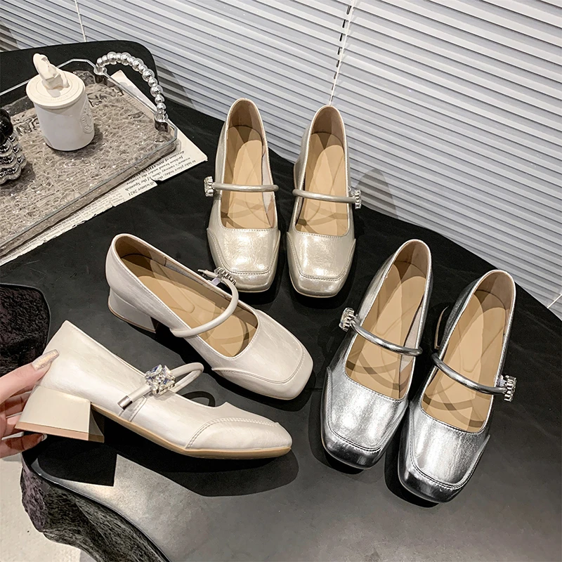 

Новинка 2025, высококачественная модная популярная женская обувь на плоском каблуке, элегантная нежная повседневная обувь на толстом каблуке