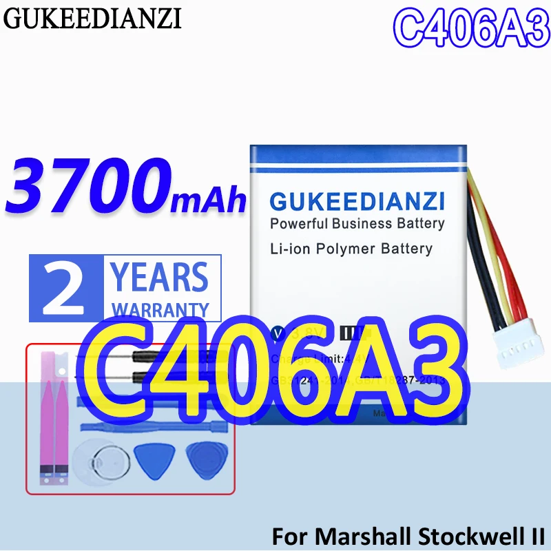 High Capacity GUKEEDIANZI Battery 3700mAh C406A3 For Marshall Stockwell 2 II 2nd Bluetooth Wireless Speaker