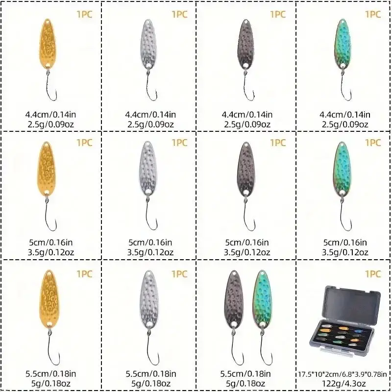 WEIHE 12 Stück Zinklegierungsmaterial Metalllöffel Köder Set Metallköder Set Angelköder Kit – Detail 3