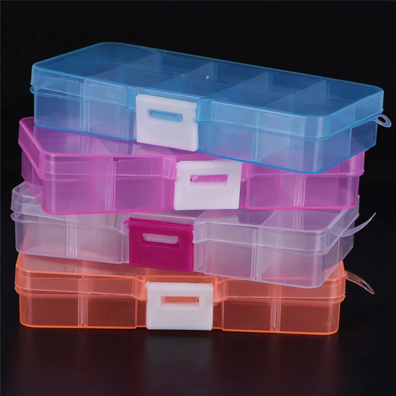 

10 Cells Plastic Tool Box Case Jewelry Rings Craft Organizer Storage Beads Tiny Stuff Compartments Containers Makeup Box