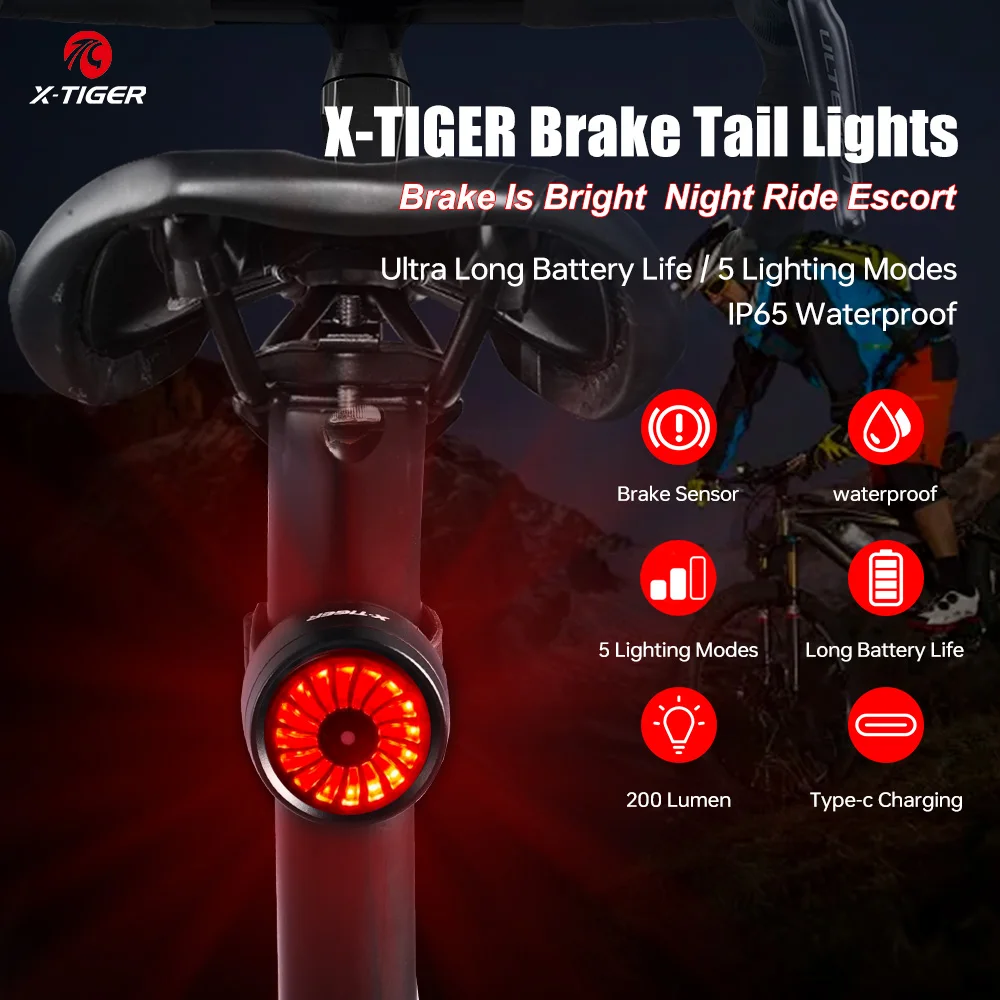 

X-TIGER bicycle warning tail light, Vortex-style warning tail lamps, USB charging night warning light MBT bike accessories