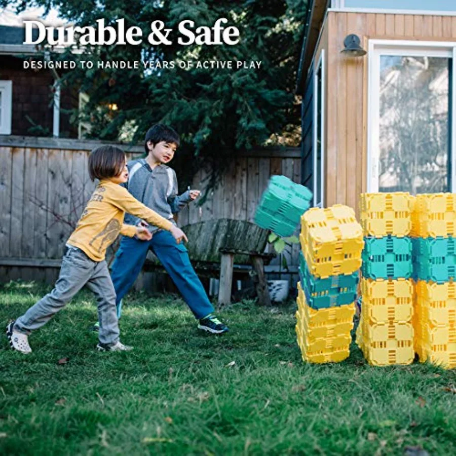 Kit de construction de Fort de luxe jaune, ensemble de jeu polyvalent d'intérieur et d'extérieur pour âges de 5 à 12 ans, jouet éducatif STEM pour château de construction