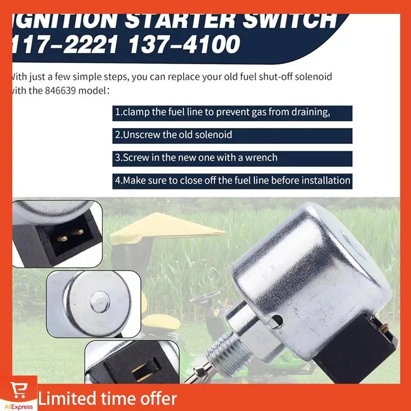 

Fresh 2X 846639 Fuel Shut-Off Solenoid Fit For B Riggs & Stratton Lawn Garden Equipment Engine 694393 33R877-0032-G1