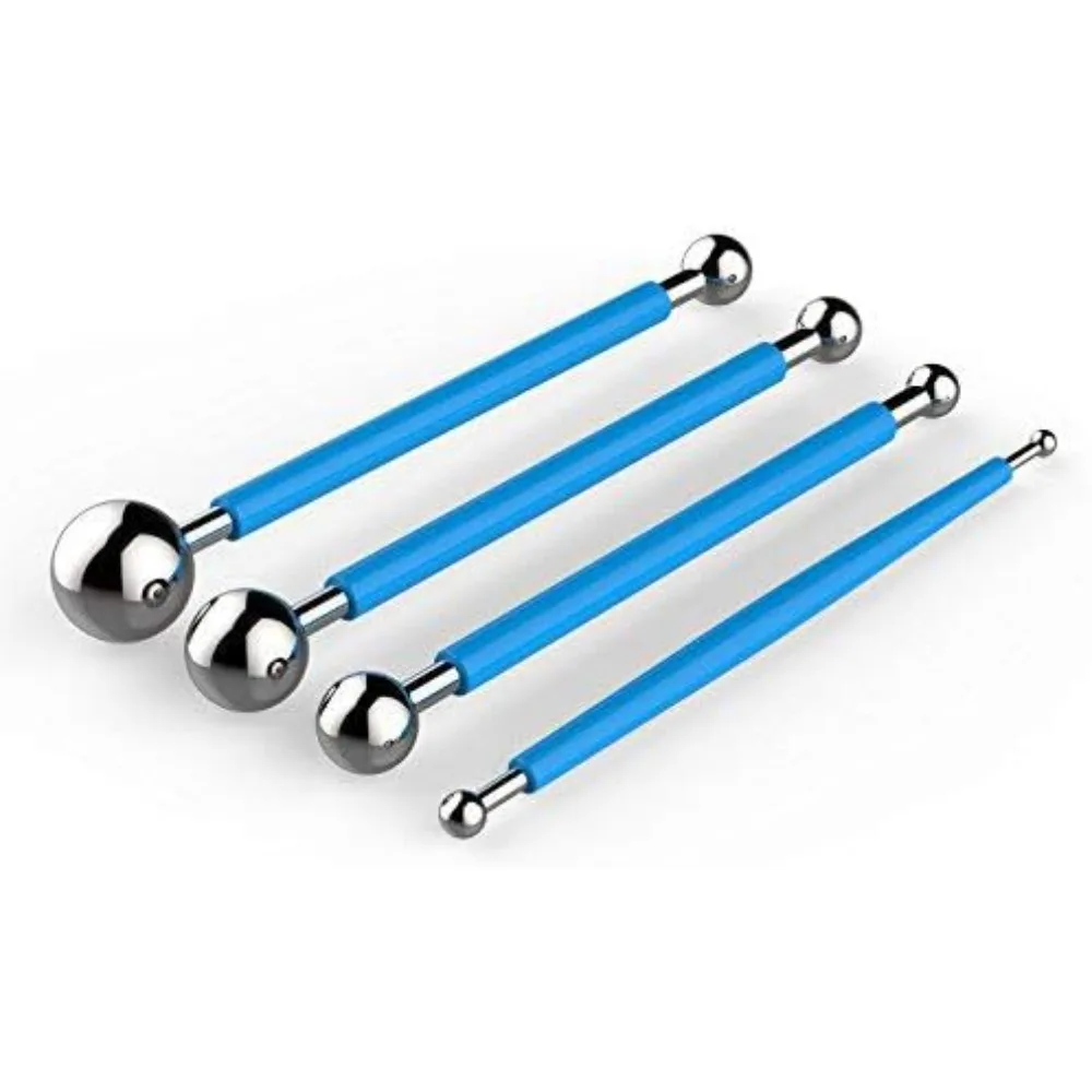 

DIY Cake tools, 4Pcs Metal Ball Baking Fondant Cake Tools Stainless Steel 8 Head Pen for Sugar Flower