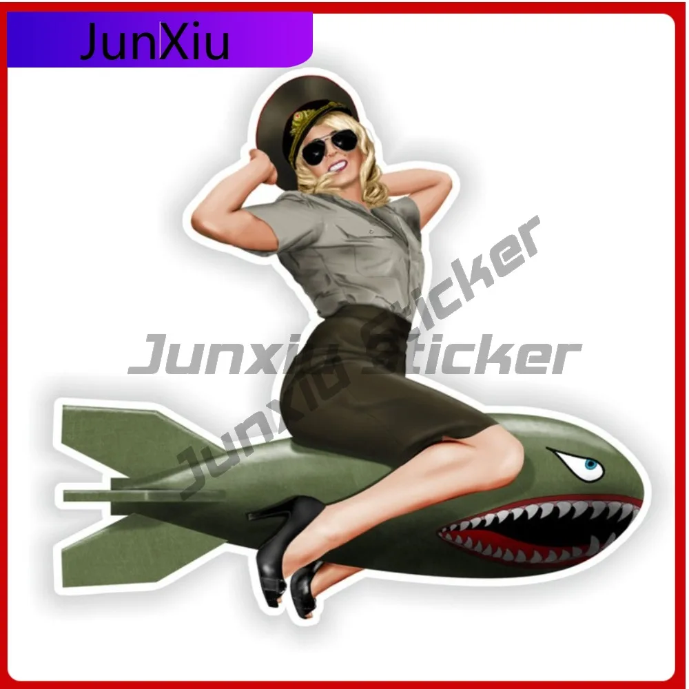 

Pin Up Girl Sticker Vintage Sexy Female Military Uniform Stickers Anti Scratch Decals Auto Sticker Suv Side Decals Accessories