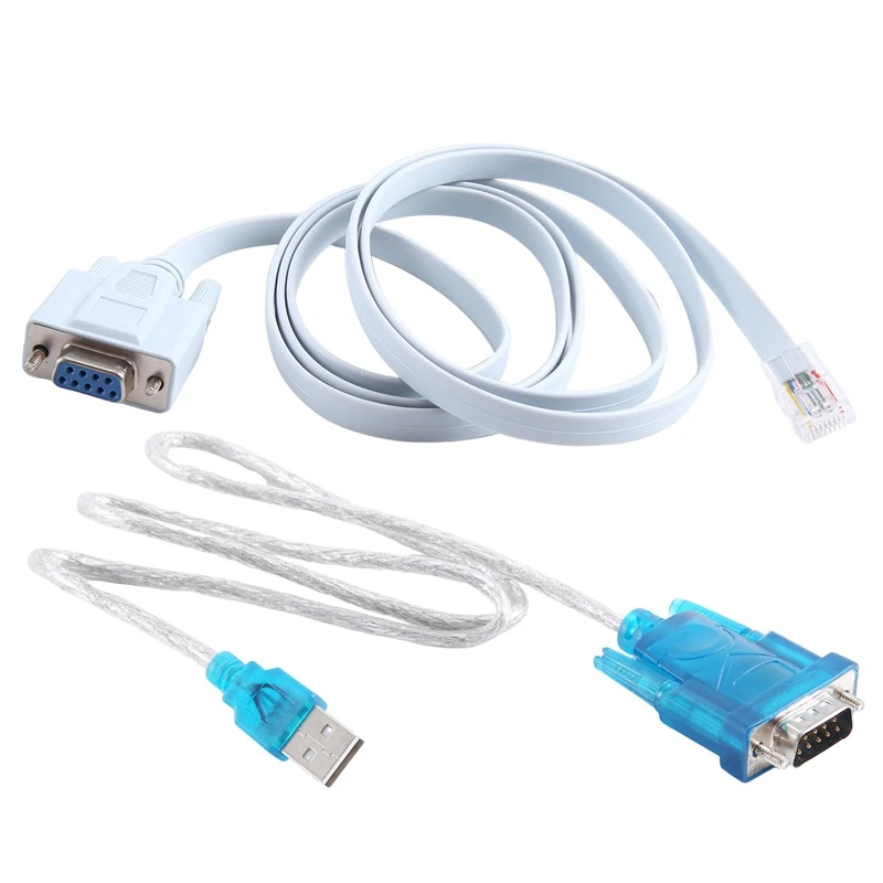 RJ45 Network Cable Serial Cable Rj45 To DB9 And RS232 To USB (2 In 1) CAT5 Ethernet Adapter LAN Console Cable