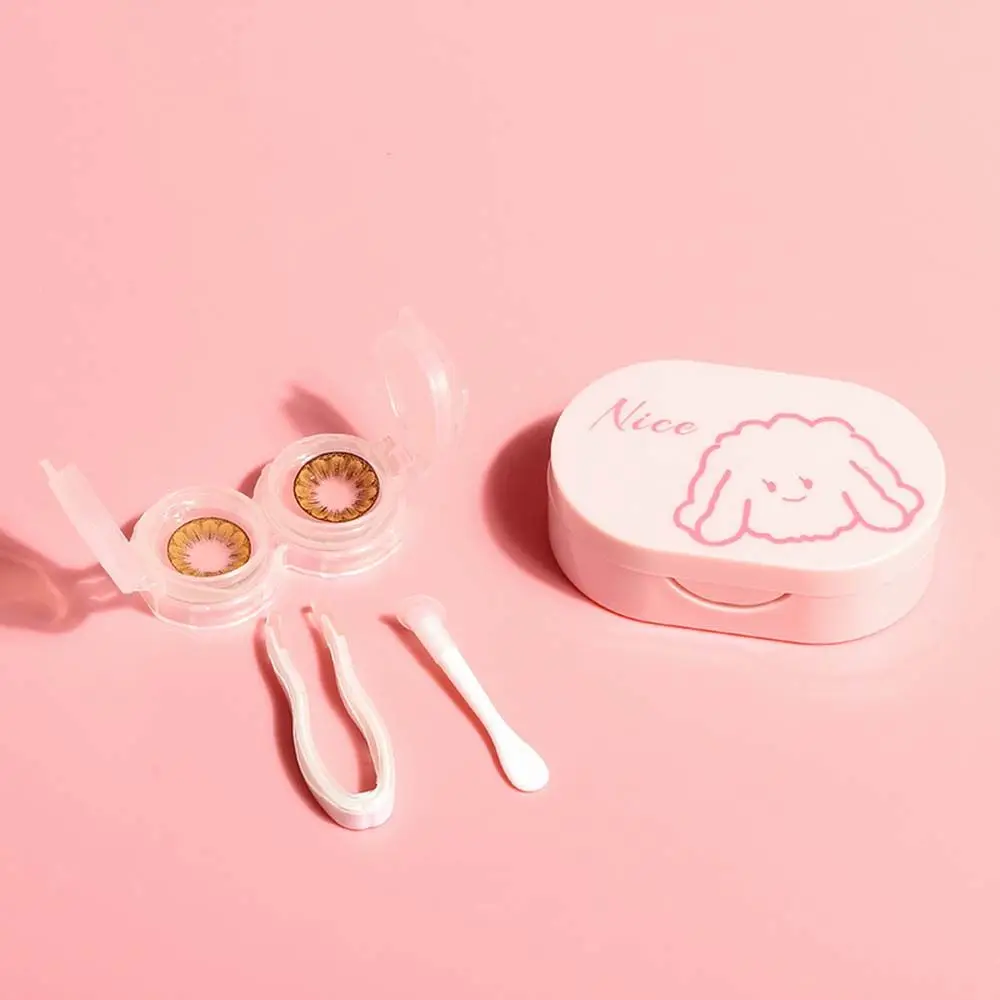 Mirror Sealed Press Rectangle Candy Color Bear Cartoon Storage Eye Care Lenses Box Contact Lens Container Contact Lens Case