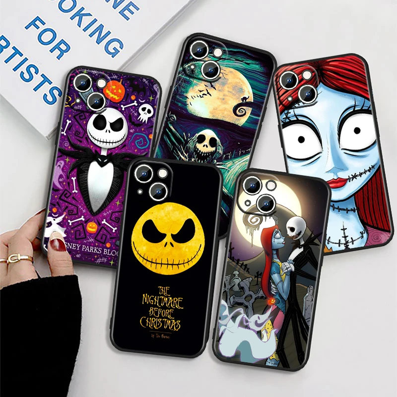 Pumpkin King Jack Anime For iPhone 15 14 13 12 11 XS XR X 8 7 SE Pro Max Plus Mini Black Back Phone Case