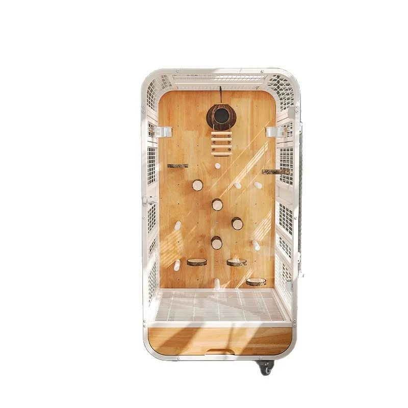 

small bird cage villa, large parrot special large space movable solid wood wrought iron luxury villa