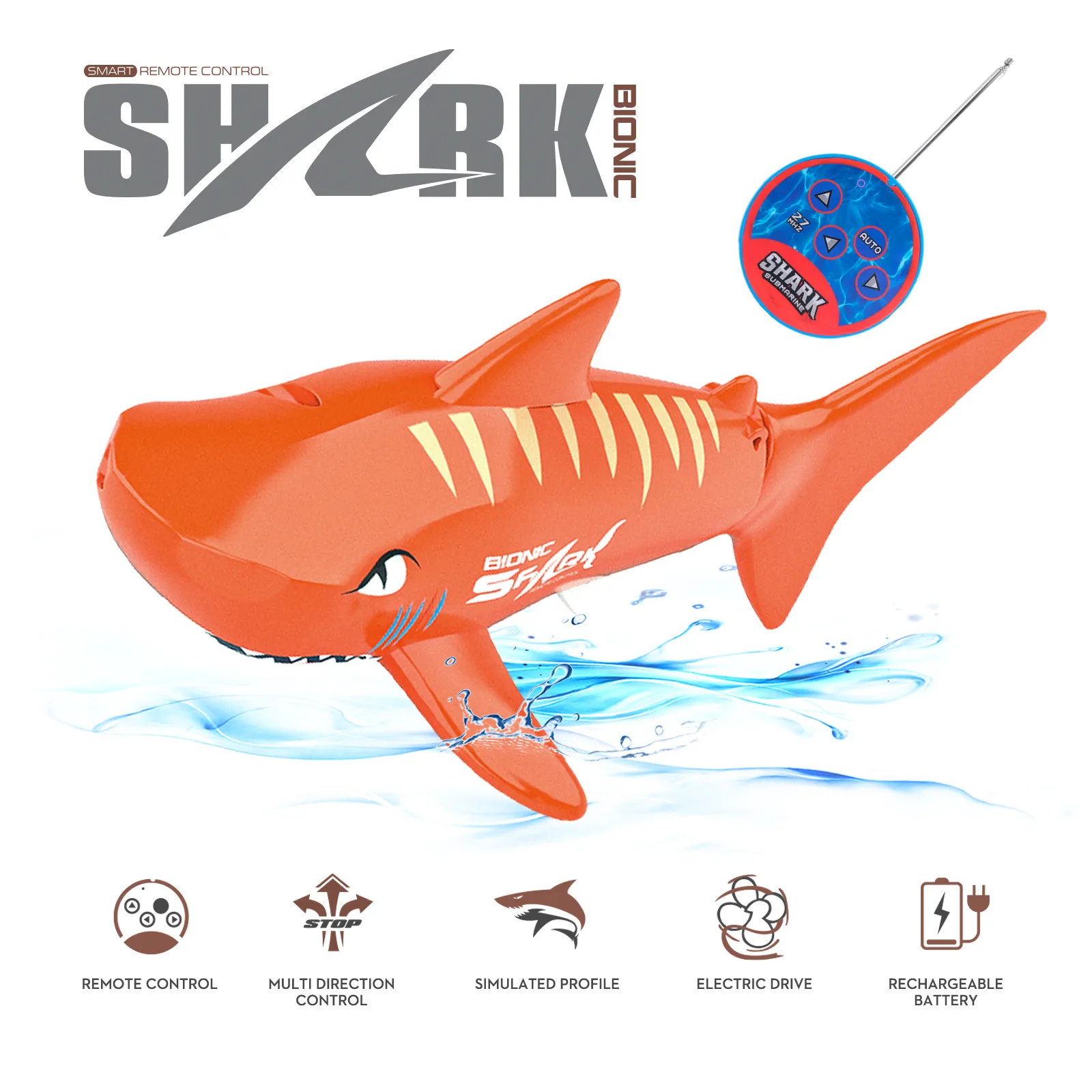 2.4Ghz Mini Remote Control Toy Shark Water Game Boat Toys 0.1m/s  Rechargeable  Boat Toys For Kids