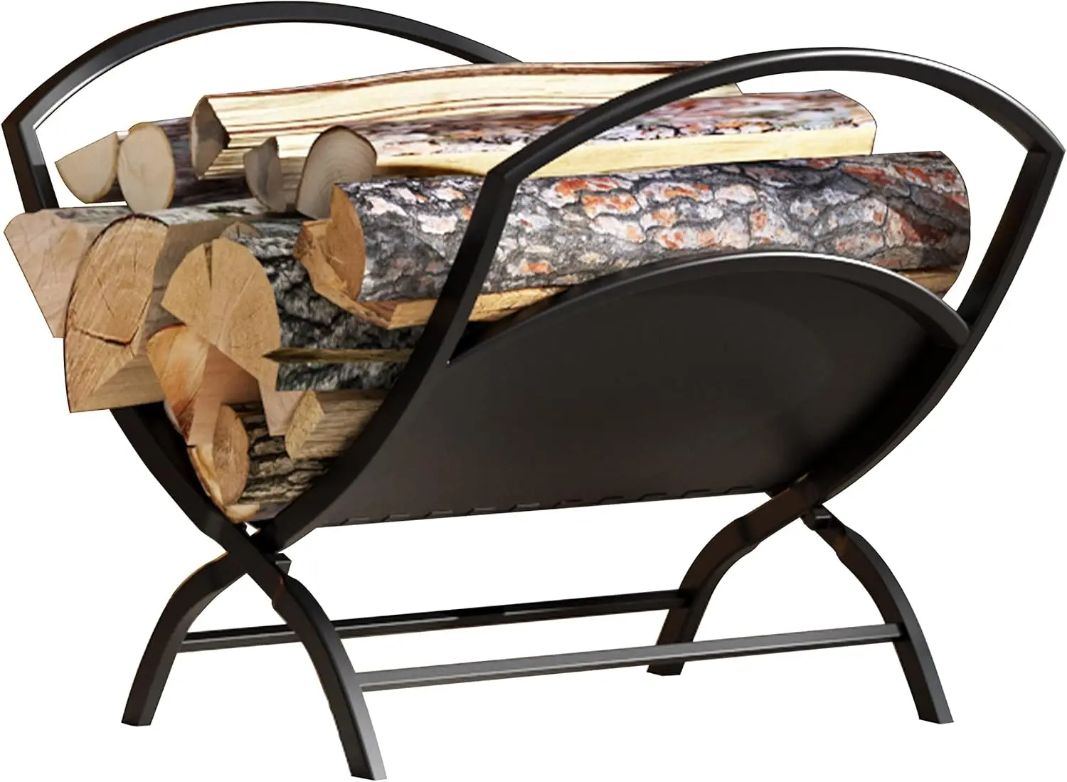 حامل سجل الموقد قابل للطي رف الحطب الداخلي، رف الحطب الخارجي، رف التراص، رف تخزين للحطب بواسطة