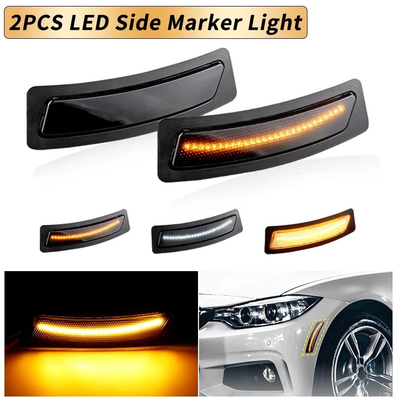 

2PCS Black shell LED Front Bumper Reflector Side Marker Lights Canbus For 2013-2015 BMW F30 F31 3-Series M-Sport Car Accessories