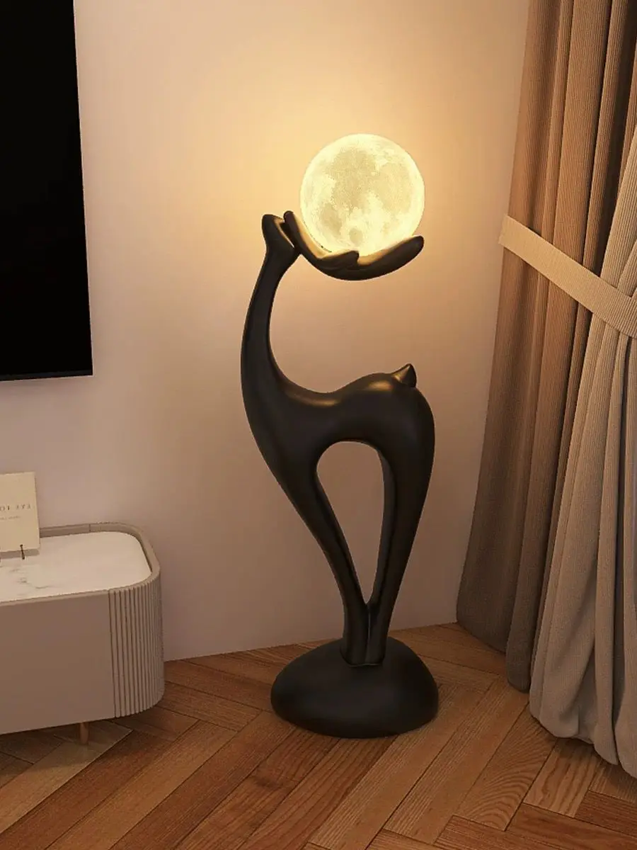 

Home Decoration Creative Deer Floor Decorations Luxury Living Room Decor Accessories Floor Lamp Statue Simulated Animal Sculptur