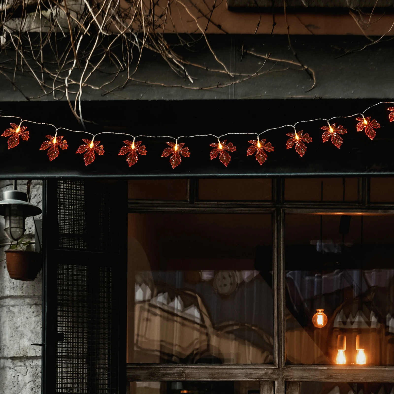 

Fall Garland with Light Maple Leaf String Lights Decoration Halloween Hanging Decorate