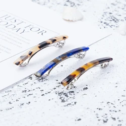 Prettyou 6.5cm Long 0.5cm Wide Thin Acetate Spring French Barrette Small Geometric Print Ponytail Hair Hairpins Accessories