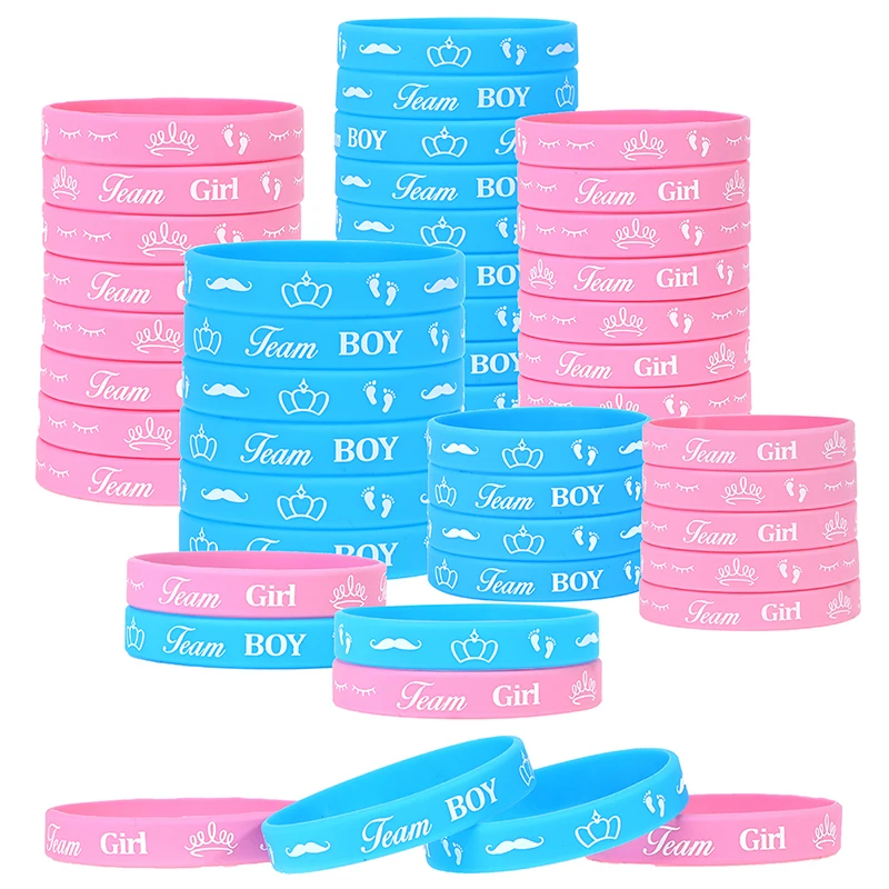 

36Pcs Gender Reveal Bracelets Team Boy Silicone Wristbands Team Girl Rubber