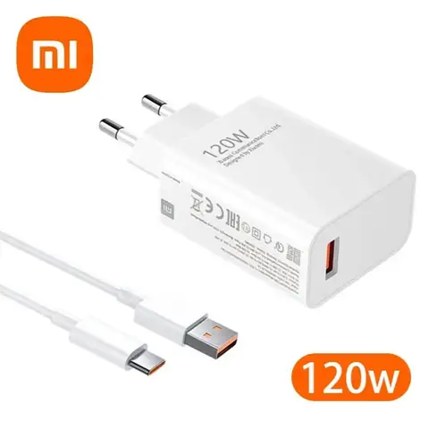 Xiaomi Original 120W Ultra Fast Charger QC 5.0 EU Plug 6A Type C Cable For IPhone Pro Max Samsung Rapid Charging Adapter 2025
