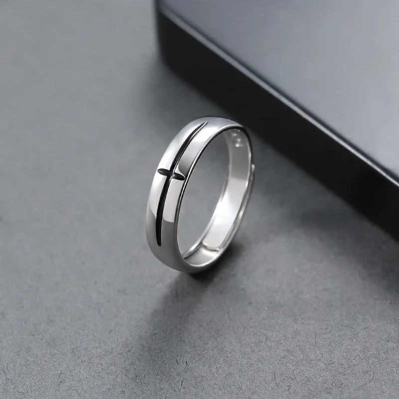 Silver new retro faith ring, self disciplined, niche, simple, versatile, exquisite, high-end, men's and women's jewelry