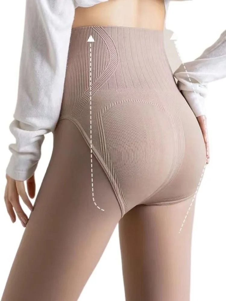 Women Realistic Bottoming Pants High Waist Abdominal Bare Leg Artifact Nude Color Pantyhose Dress Thin Tights