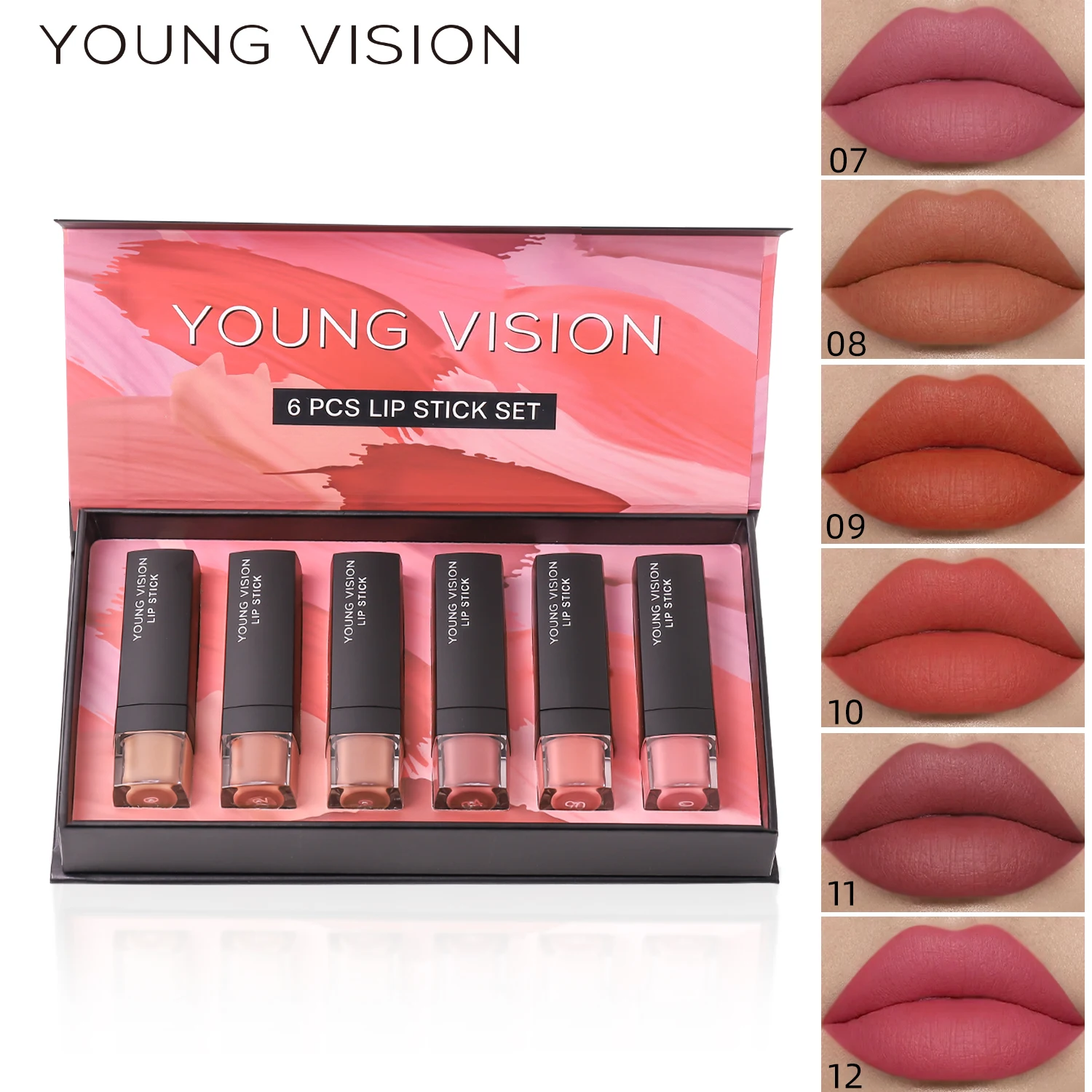 

6 pcs /set matte lipstick gift box set non stick cup lipstick velvet moisturizing lipstick