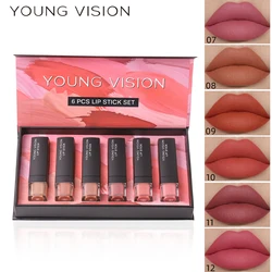 6 pcs /set matte lipstick gift box set non stick cup lipstick velvet moisturizing lipstick