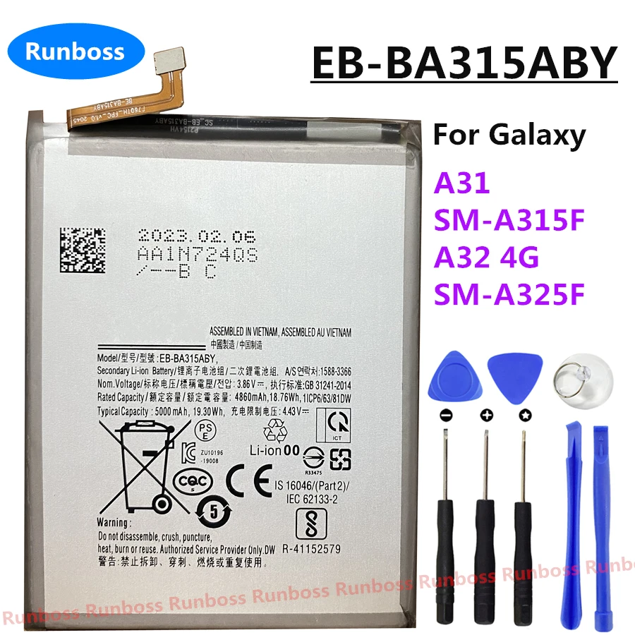 New Replacement 5000mAh EB-BA315ABY Mobile Phone Battery For Samsung Galaxy A31 SM-A315F A32 4G SM-A325F