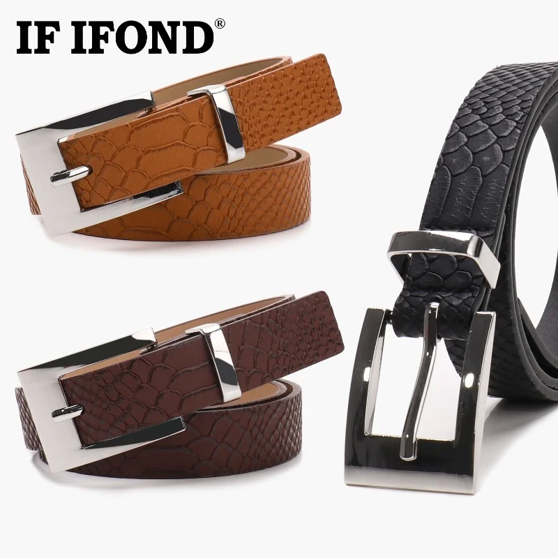 IF IFOND Fashionable Light-Luxury Unique Design Faux Snake-Print Belt Decorative Versatile Women’s Buckle Belt for Jeans
