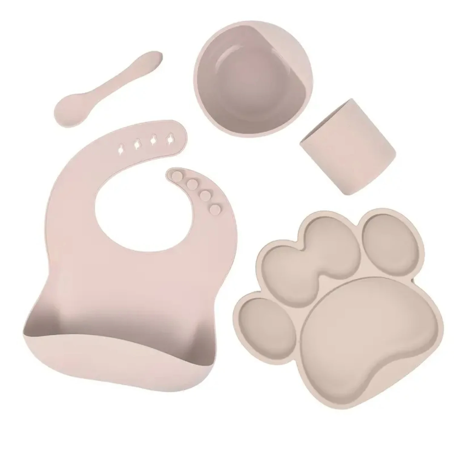 Children's Bib Dinner Plate Set 5PCS