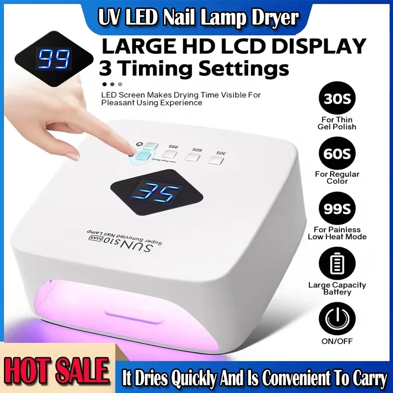 

Professional Rechargeable UV LED Nail Lamp Cordless UV Light for Gel Nail Machine with Removable Bottom 4 Timer SettingNail Tool