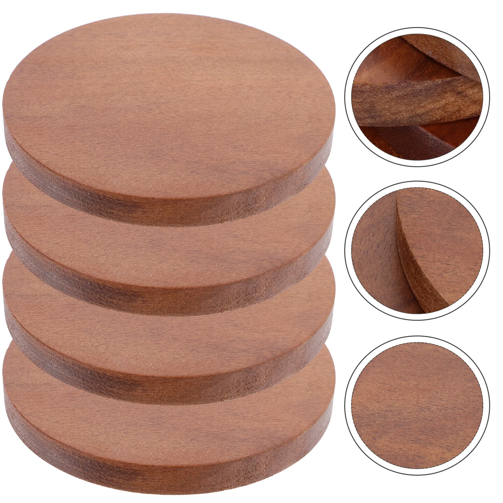 

4pcs Wooden Coaster Round Heat-Resistant Non-Slip Table Protector Cup Mats For Coffee Tea Drink Home Kitchen Coasters Bulk
