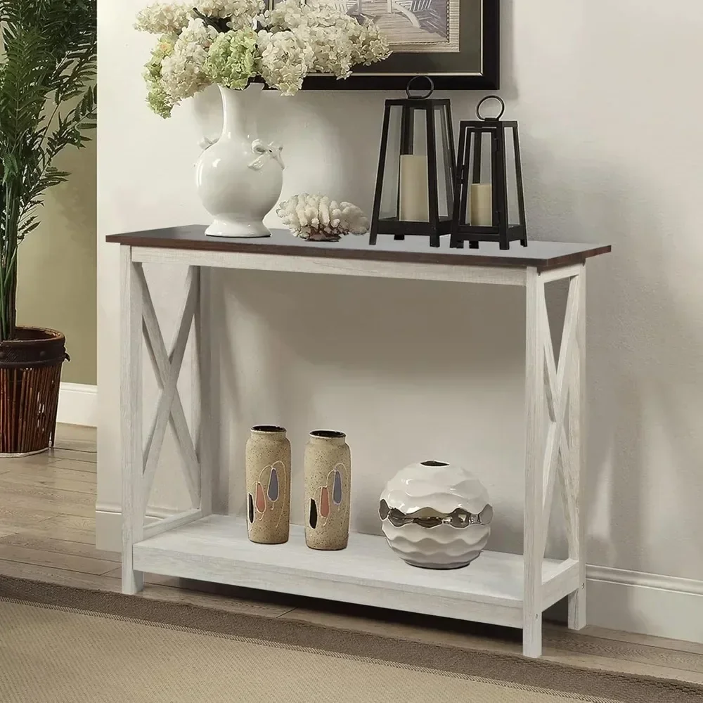 

Console Table Entryway Table Sofa Table, Modern Farmhouse Wood Console Table with 2-Tier Storage, 39 Inch