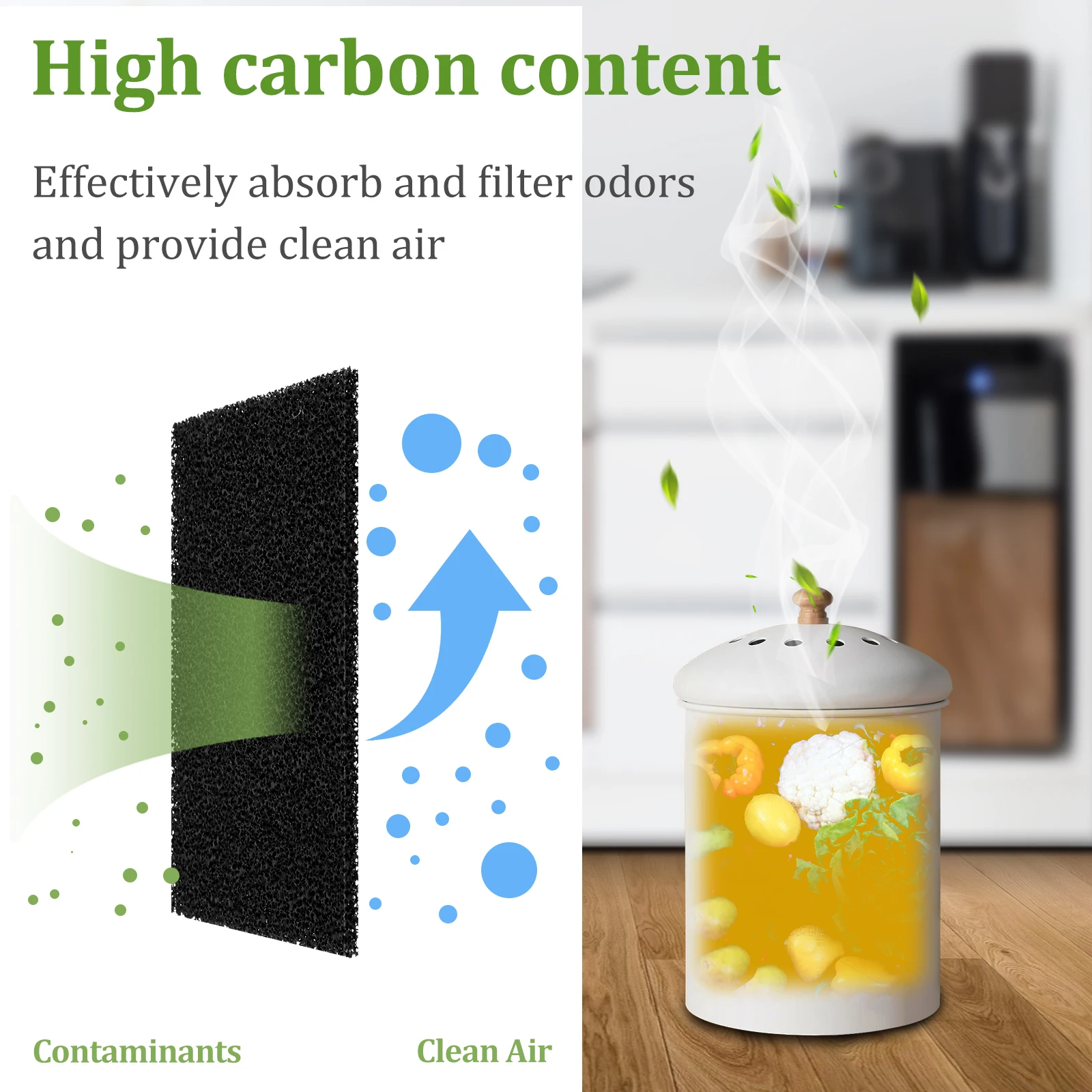 12Pcs Charcoal Filters for Kitchen Compost Bin 12cm Square Activated Carbon Compost Bin Filters Efficient Replacement Compost