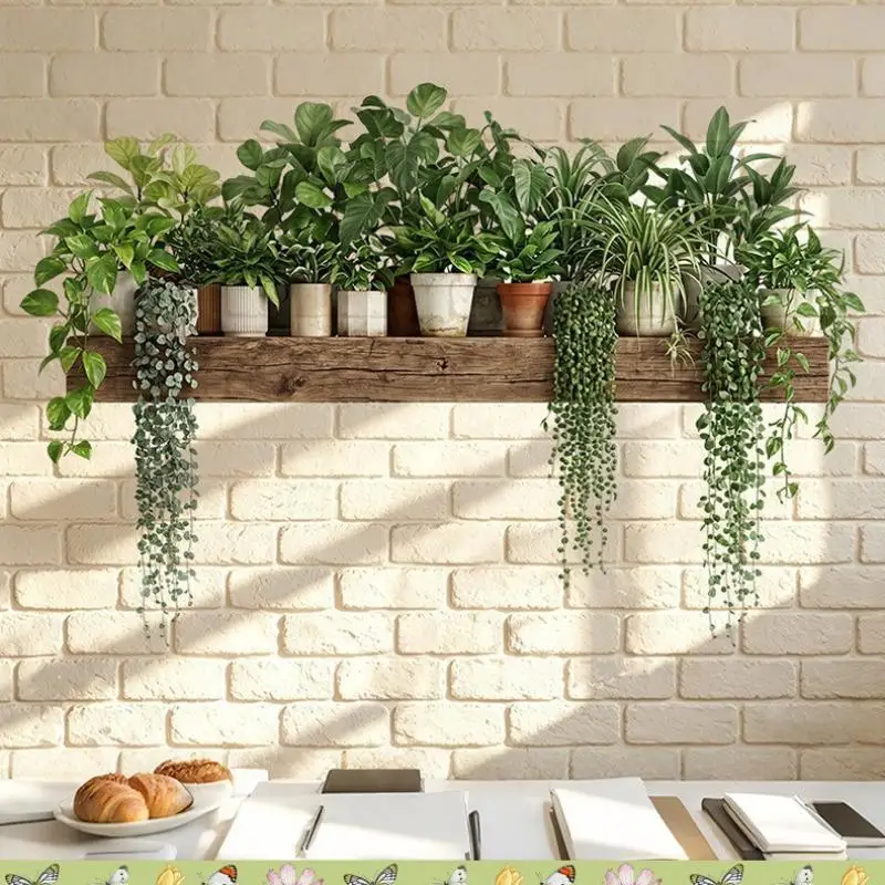 Green Plant Hanging Basket Wall Stickers Self-Adhesive No Residue Bohemian Decor for Office Living Room