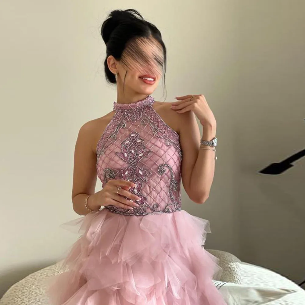 Бальное платье с лямкой на шее и оборками по индивидуальному заказу, бальное платье для выпускного вечера فستان سهرة 1.0ouvär menu Utrecht dedi자