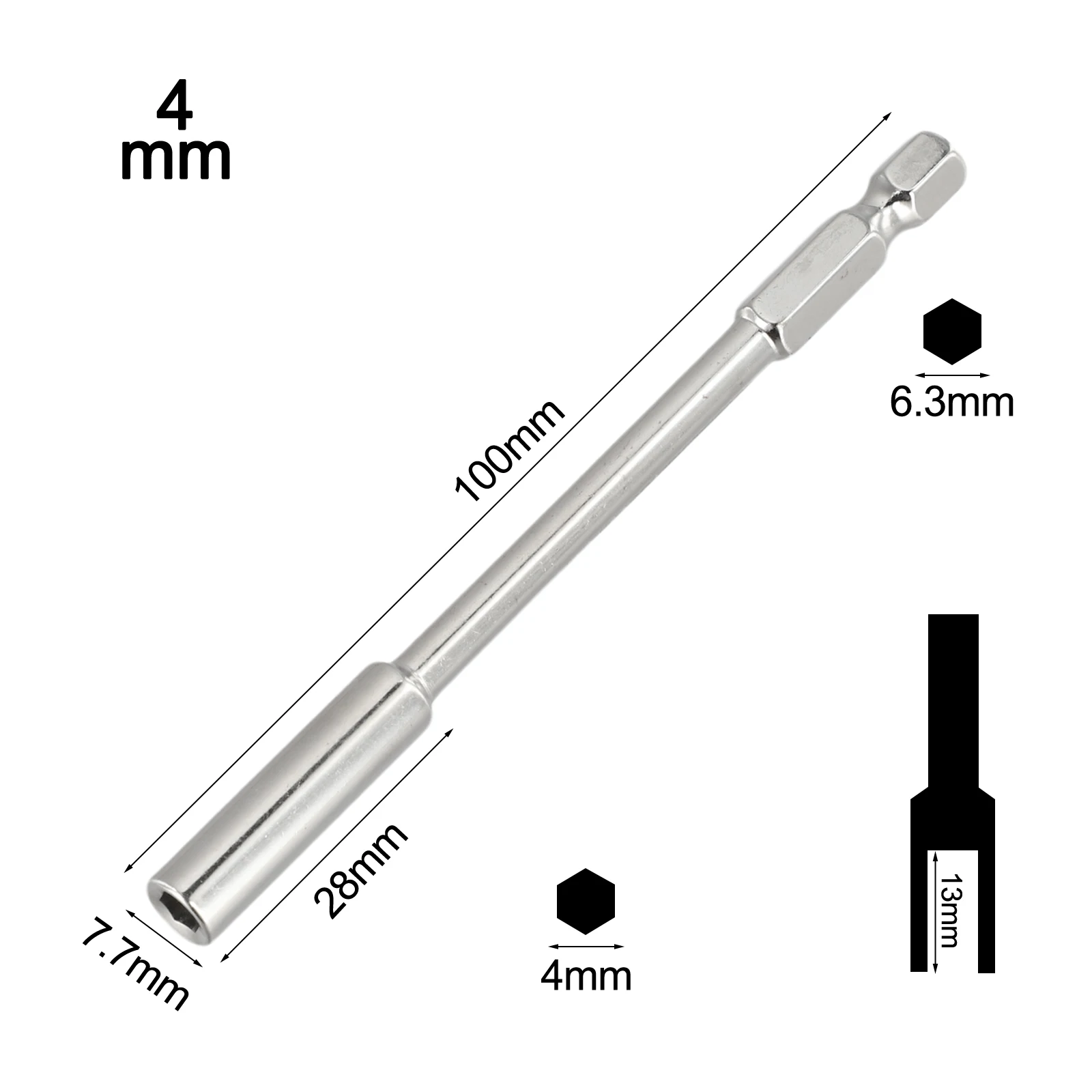 Portapuntas de extensión de vástago de 6,35mm para mantenimiento, nuevo, adsorbe firmemente los cerraduras de tornillo sin deslizar, tamaño opcional de 4,0mm