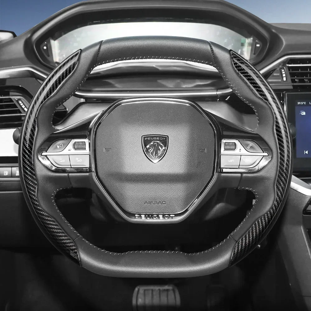 Suitable for Peugeot Carbon Fiber Texture Steering Wheel Cover with Segmented Quick-Release Design, Durable
