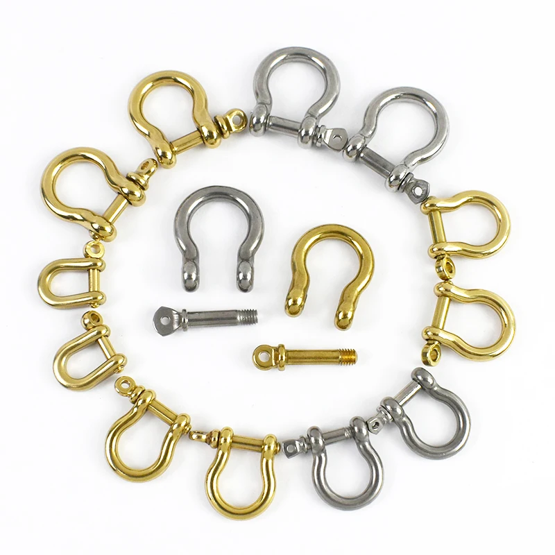 

5Pcs 6-10mm Metal Buckles for Bag Strap Detachable Screw D Ring Horseshoe Hook Connector Hanger Clasp Keychain DIY Accessories