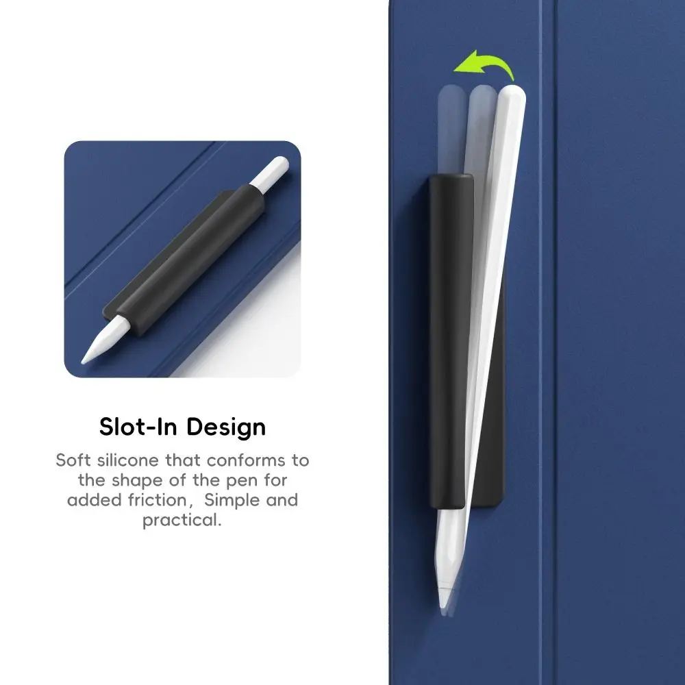 Silicone Pencil Holder Self-Adhesive Flexible Protective Sleeve Solid Color Anti-loss for Pencil 1st/2nd Generation