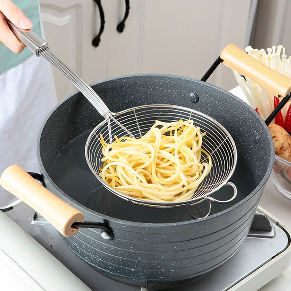 

1Pcs Stainless Steel Colander Skimmer Filter Spoon Fine Wire Mesh Ladle Hanging Hole Long Handle Kitchen Strainer for Food