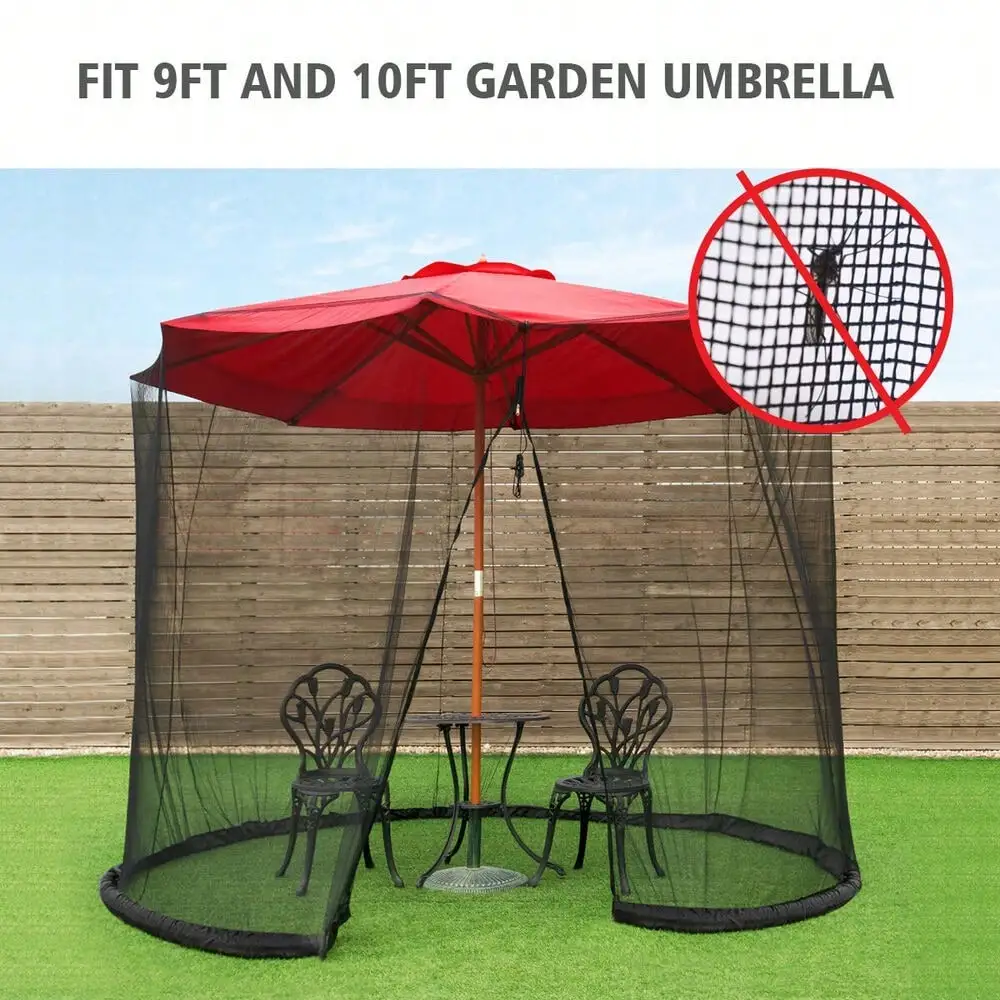 9/10FT Umbrella Table Screen Cover Mosquito Bug Insect Net Garden Patio Netting