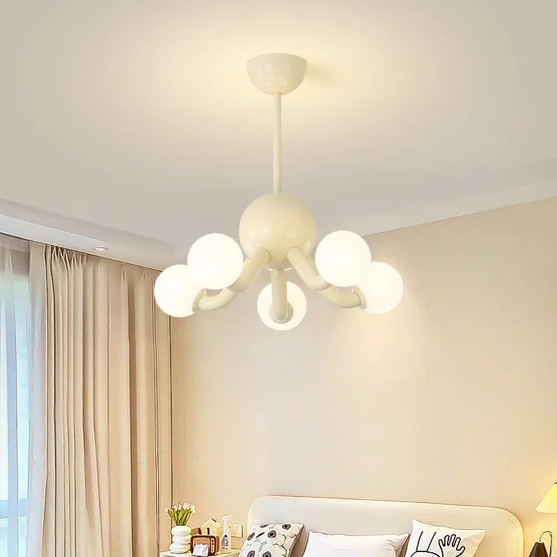 Imagem -02 - Sandyha-lustres Led Nórdicos para Decoração de Casa Salão Nórdico Moderno Estilo Creme Francês Minimalista Lâmpada para Crianças Sala de Jantar