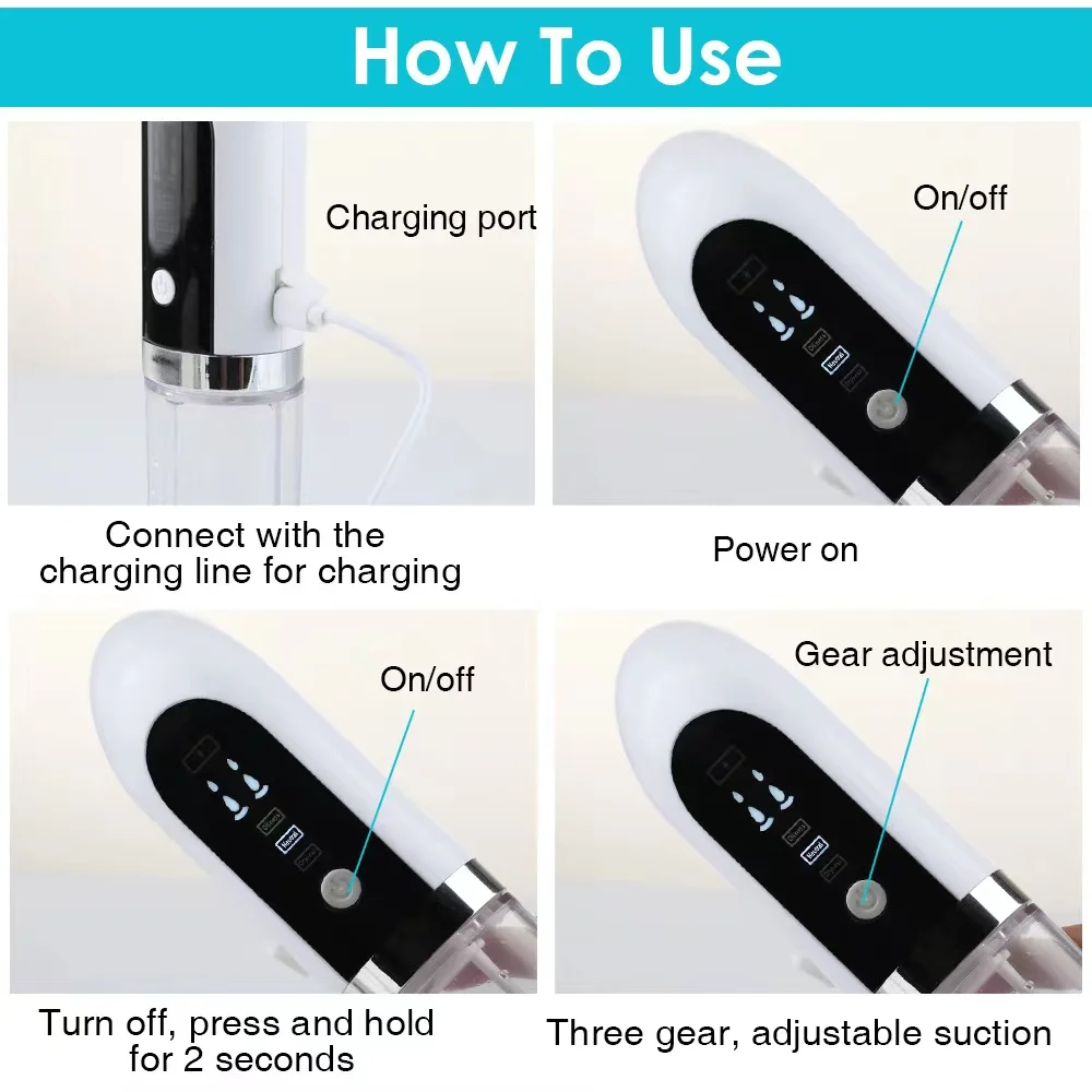 Aspirateur électrique de points noirs, nettoyeur de pores, élimination des boutons, aste par USB, outils de livres qualifiée aux