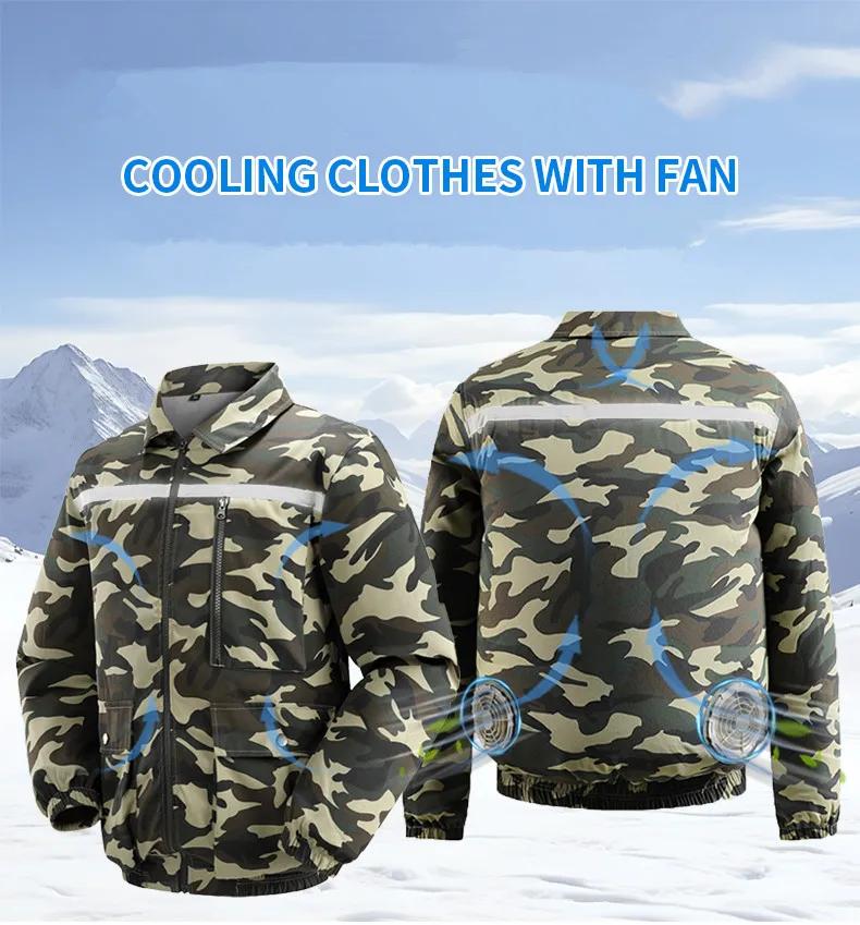 Neue lockere Sommerjacke mit Ventilator zur Schutz vor Hitzeschlag für Herren, kühlende Jacke für Arbeiten auf Baustellen im Freien (ohne Powerbank) – Detail 2
